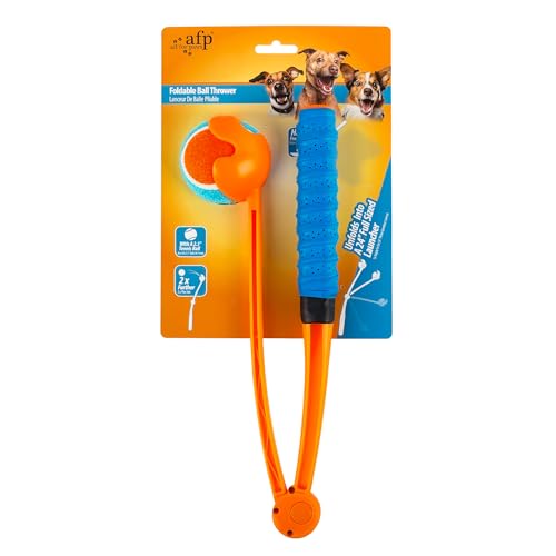 ALL FOR PAWS Hundeballwerfer, faltbarer Tennisballwerfer, Apportierballwerfer mit bequemem Griff, 6,3 cm Ball im Lieferumfang enthalten von ALL FOR PAWS