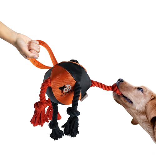 ALL FOR PAWS Hundespielzeugball mit Seilgriff, Oxford-Stoff, interaktives Apportier- und Zerrspielzeug von ALL FOR PAWS