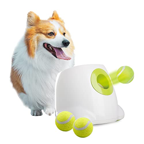 ALL FOR PAWS Hyperfetch Ultimate Throwing Toy Interactive Automatic Ball Launcher Dog Toy, Tennis Ball Throwing Machine for Dog Training, 3 Balls Included (Mini Style) With European adapter von ALL FOR PAWS