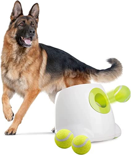 ALL FOR PAWS Automatischer Ballwerfer, mit 3pcs Tennisbälle (2.5'') Hunde Ball Interaktive Ballwurfmaschine 6 2.5" Tennisbällen Inklusive von ALL FOR PAWS