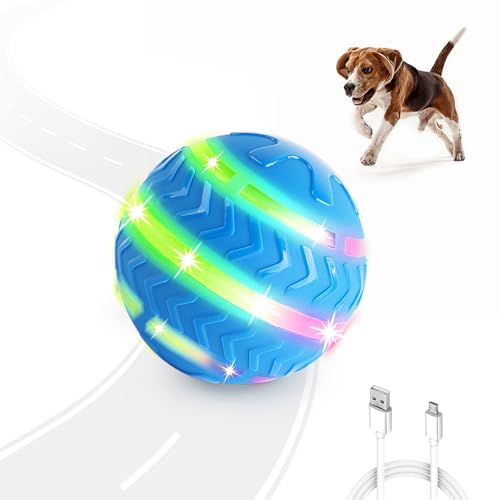 ALL FOR PAWS Interaktiver Hundeball, Bewegungsaktivierter Rollball für Hunde, Interaktiver Hundespielzeug USB wiederaufladbar mit LED-Lichtern für Langeweile Indoor Outdoor von ALL FOR PAWS