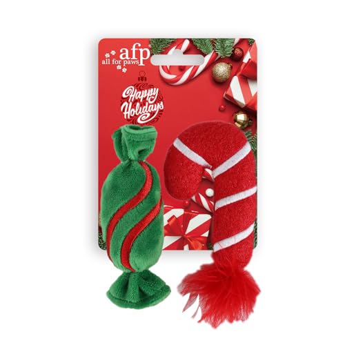 ALL FOR PAWS Katzenspielzeug mit Crinkle Sound, Katzenminze gefüllt, Zuckerstange-Design, 2er-Set für Spielen, Beißen und Kauen, Weihnachten ALL FOR PAWS Katzenspielzeug mit Crinkle Sound, Katzenminze gefüllt, Zuckerstange-Design, 2er-Set für Spielen, Beißen und Kauen, Weihnachten von ALL FOR PAWS