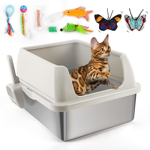 ALL FOR PAWS Katzentoilette aus Edelstahl mit Deckel (Sand) von ALL FOR PAWS