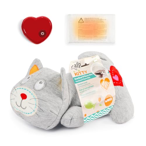 ALL FOR PAWS Kuscheltier für Hunde, Welpenspielzeug Hunde Herzschlag Plüschtier Welpe Verhaltenshilfe Plüschtier Haustier Plüschtier… (Warm Kitty(One Heartbeat +One Warmbag)) von ALL FOR PAWS