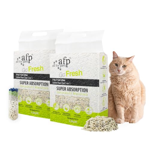 All For Paws 5-in-1 gemischtes Tofu-Katzenstreu, 12 l (2er-Pack), spülbar, schnelles Klumpen, staubarm, 7/24 Geruchskontrolle, Naturpellet-Kätzchenstreu, geruchlos von ALL FOR PAWS