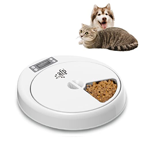 All For Paws Automatischer Futterspender für Katzen, 5 Mahlzeiten, automatischer Futterspender für Hunde, Katzenfutterspender mit programmierbarem Timer, automatischer Futterspender für trockene und nasse Lebensmittel von ALL FOR PAWS