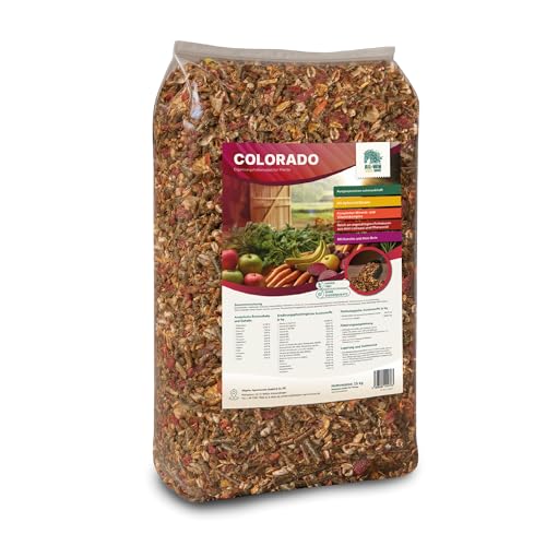 ALL-WIN Horse Colorado Müsli 15 kg | Haferfreies Pferdefutter ohne Zuckerzusatz | mit Apfel, Banane & Kräutern | Hohe Schmackhaftigkeit – Mineralfutter für Vitalität & Glanz von ALL-WIN