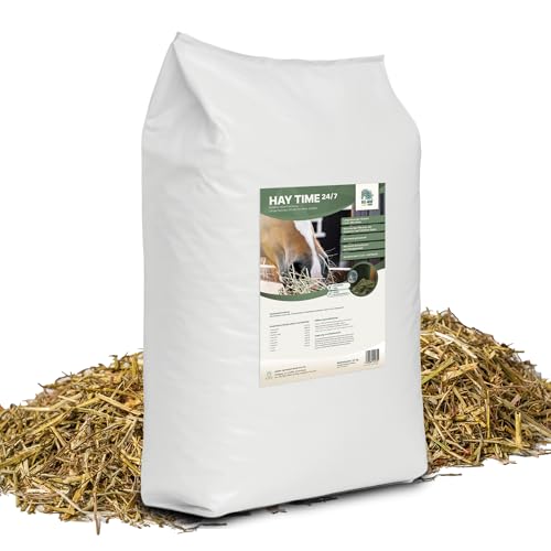 ALL-WIN Horse Hay Time 24/7 – 12 kg Strukturfutter für Pferde – Getreidefrei, Pferdefutter ohne Zuckerzusatz – Mit Timothee, Grünhafer & Luzerne – Staubfrei, magenfreundlich & rohfaserreich von ALL-WIN