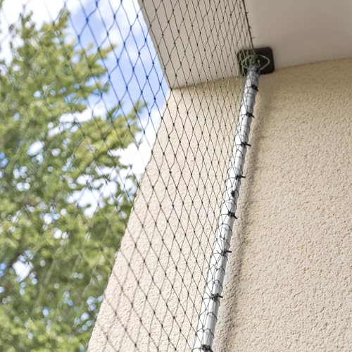 ALLEGRA Katzennetz für Balkon und Fenster, Set mit 2X AB-290 Weiß (160-290cm) und 1x Netz Auswahl aus verschiedenen Größen und Farben, zum Klemmen ohne Bohren (olivgrün (drahtverstärkt), 3x2m) von ALLEGRA