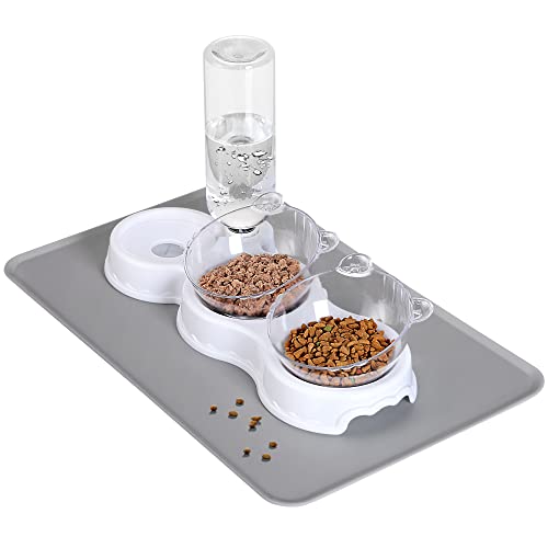 Katzennapf 3 in 1,Futternapf Katze mit Automatischem Wasserspender,mit rutschfeste Napfunterlage Katzen,für Kleine und Mittelgroße Hunde und Katzen Katzennapf 3 in 1,Futternapf Katze mit Automatischem Wasserspender,mit rutschfeste Napfunterlage Katzen,für Kleine und Mittelgroße Hunde und Katzen von ALLILUYAA