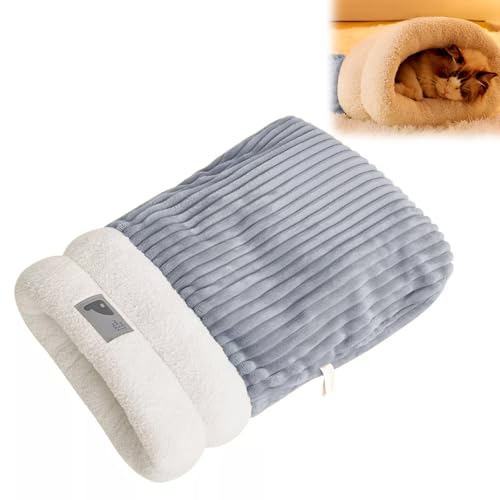 Katzenschlafsack, Katzennest Bett für drinnen, waschbar, weich, bequem, Katzen-Winterschlafsack, Katzenhöhlenbett für Katze Hund, 360°-Wickelung, Haustier-Katzenbett, grau, 44 x 37 cm Katzenschlafsack, Katzennest Bett für drinnen, waschbar, weich, bequem, Katzen-Winterschlafsack, Katzenhöhlenbett für Katze Hund, 360°-Wickelung, Haustier-Katzenbett, grau, 44 x 37 cm von ALLILUYAA