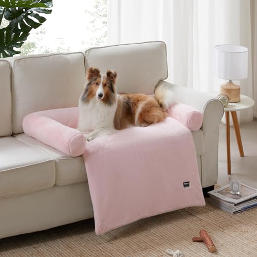 ALLISANDRO Wasserdichtes Hundebett mit abnehmbarem waschbarem Bezug aus Kunstpelz als Möbelschutz für kleine, mittelgroße und große Hunde und Katzen, Pink von ALLISANDRO