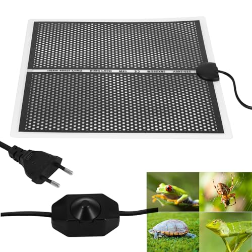 ALLOMN Reptilien Heizkissenmatte, Heizmatte Terrarium Reptilienheizmatte mit Temperaturregelung für Reptilien Schildkröten Schlangen Eidechse Gecko Einsiedlerkrebs Amphibien(Bienenwabe 14W-28x28cm) von ALLOMN