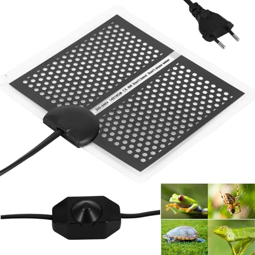 ALLOMN Reptilien Heizkissenmatte, Heizmatte Terrarium Reptilienheizmatte mit Temperaturregelung für Reptilien Schildkröten Schlangen Eidechse Gecko Einsiedlerkrebs Amphibien(Bienenwabe 5W-15x14cm) von ALLOMN