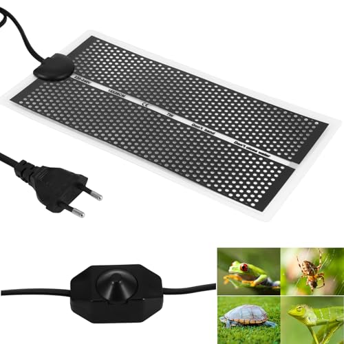 ALLOMN Reptilien Heizkissenmatte, Heizmatte Terrarium Reptilienheizmatte mit Temperaturregelung für Reptilien Schildkröten Schlangen Eidechse Gecko Einsiedlerkrebs Amphibien(Bienenwabe 7W-15x28cm) von ALLOMN