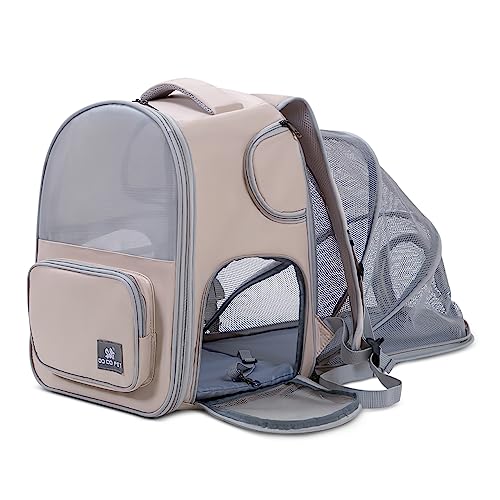 ALLSOPETS Erweiterbarer Hunderucksack Faltbarer Katzen-Tragetasche Rucksack mit Anti-Öffnungs-Reißverschluss, Netzfenster, innerer Sicherheitsleine und Haustiermatten (Khaki) ALLSOPETS Erweiterbarer Hunderucksack Faltbarer Katzen-Tragetasche Rucksack mit Anti-Öffnungs-Reißverschluss, Netzfenster, innerer Sicherheitsleine und Haustiermatten (Khaki) von ALLSOPETS