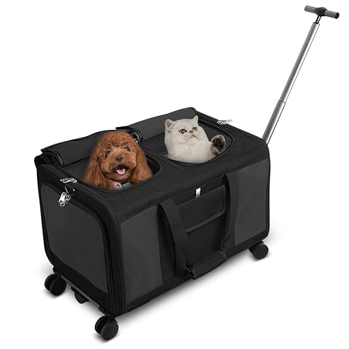 ALLSOPETS Große Haustier Tragetasche mit Rädern Doppelabteil Rollende Katzen und Hundeträger mit Teleskopgriff Faltbare Tragbare Reisetasche für 2 Kleine Hunde Mehrere Kätzchen Schwarz ALLSOPETS Große Haustier Tragetasche mit Rädern Doppelabteil Rollende Katzen und Hundeträger mit Teleskopgriff Faltbare Tragbare Reisetasche für 2 Kleine Hunde Mehrere Kätzchen Schwarz von ALLSOPETS