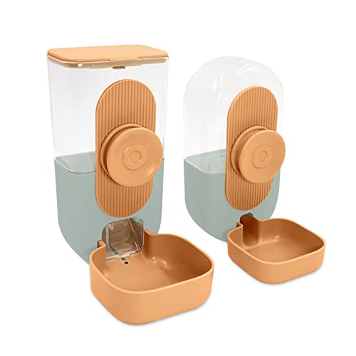 ALLSOPETS Hängender Futter und Wasserspender im Set Kaninchen Wasserflaschen Perfekt für Kleintiere Große Kapazität Einfach zu Reinigen und im Käfig Oder Zwinger Aufzuhängen Orange von ALLSOPETS