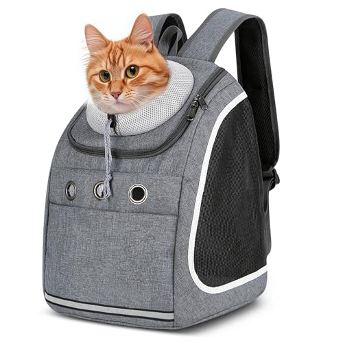 ALLSOPETS Haustier Hunde Rucksäcke Tragbar Transport Rucksack Reisen Tragetasche für Haustiere Reisen Atmungsaktive Tagesrucksack für Große Katzen Kleine Hunde Grau B von ALLSOPETS