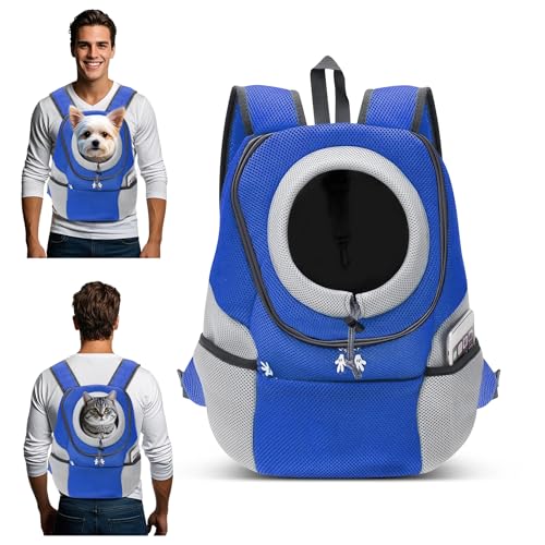 ALLSOPETS Rucksack für Hunde Tragbare Motorrad Haustierträger Rucksäcke für Kleine Hunde Katzen Verstellbare Haustiertaschen Hundetrage Rucksack für Fahrrad Wandern Camping (Mitternachtsblau, M) von ALLSOPETS