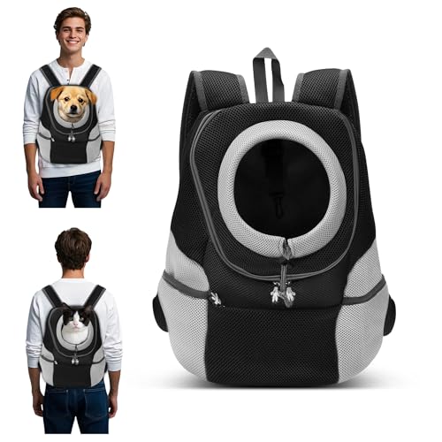 ALLSOPETS Rucksack für Hunde Tragbare Motorrad Haustierträger Rucksäcke für Kleine Hunde Katzen Verstellbare Haustiertaschen Hundetrage Rucksack für Fahrrad Wandern Camping (Kohlschwarz, L) von ALLSOPETS