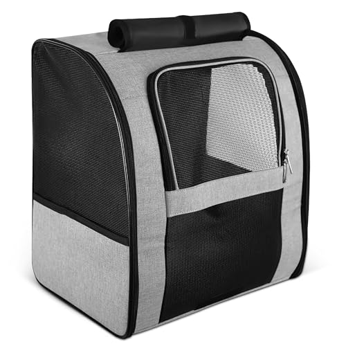 ALLSOPETS Haustier Rucksack mit Netzfenster, Tragbare Faltbare Katzentasche, Integrierter Sicherheitsgurt, Bequem Atmungsaktiv Outdoor Hundetasche für Reisen Wandern Spazierengehen, Grau ALLSOPETS Haustier Rucksack mit Netzfenster, Tragbare Faltbare Katzentasche, Integrierter Sicherheitsgurt, Bequem Atmungsaktiv Outdoor Hundetasche für Reisen Wandern Spazierengehen, Grau von ALLSOPETS