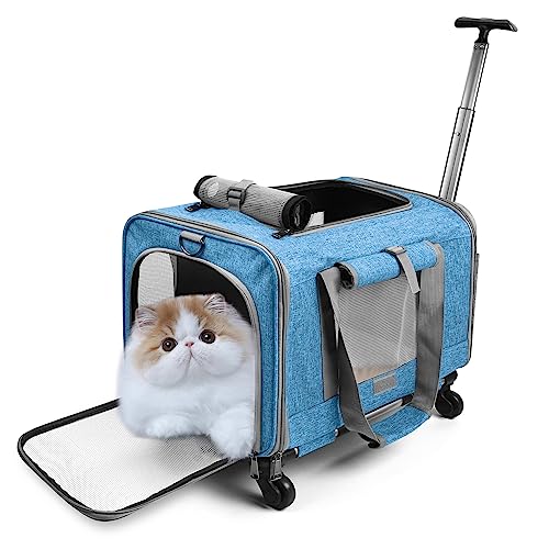 ALLSOPETS Haustierträger mit Rädern für Katzen und Hunde Luftfahrt Zugelassen mit Ausziehbarem Griff Abnehmbaren Rädern und Schultergurt Tragbare Tasche für kleine Tiere Blau ALLSOPETS Haustierträger mit Rädern für Katzen und Hunde Luftfahrt Zugelassen mit Ausziehbarem Griff Abnehmbaren Rädern und Schultergurt Tragbare Tasche für kleine Tiere Blau von ALLSOPETS