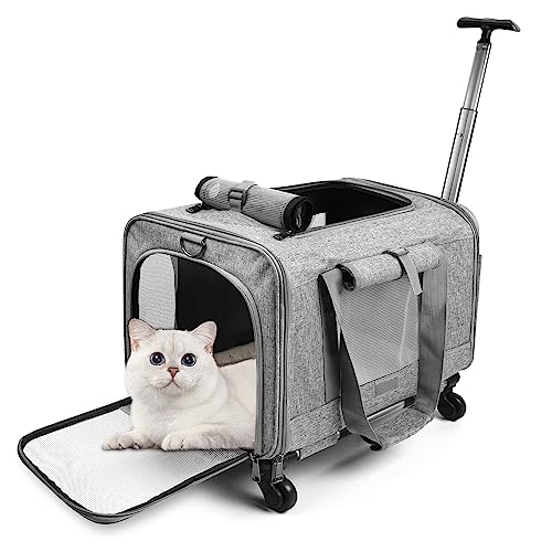 ALLSOPETS Haustierträger mit Rädern für Katzen und Hunde Luftfahrt Zugelassen mit Ausziehbarem Griff Abnehmbaren Rädern und Schultergurt Tragbare Tasche für kleine Tiere Grau ALLSOPETS Haustierträger mit Rädern für Katzen und Hunde Luftfahrt Zugelassen mit Ausziehbarem Griff Abnehmbaren Rädern und Schultergurt Tragbare Tasche für kleine Tiere Grau von ALLSOPETS