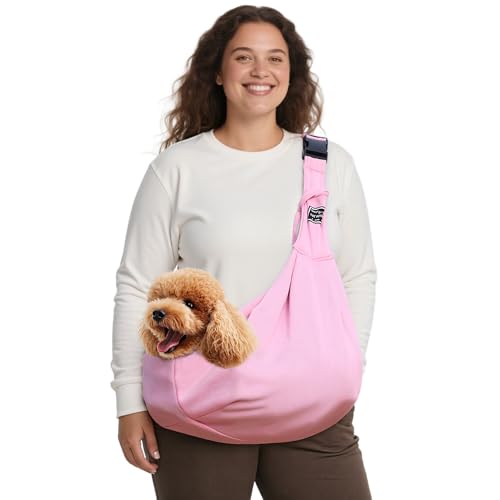 ALLSOPETS Hunde Tragetasche Reversible Welpenträgertasche mit Stauraum Tasche Freihändiger Katzentragetasche für Kleine Hunde und Katzen Ideal für Reisen und Outdoor (Blassrosa) von ALLSOPETS
