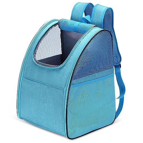 ALLSOPETS Hunderucksack, Faltbarer Haustierrucksack für Katzen und Hunde, Atmungsaktive Katzentragetasche mit abnehmbares Wendekissen – Perfekt für Reisen Wandern Spazierengehen, Hellblau von ALLSOPETS