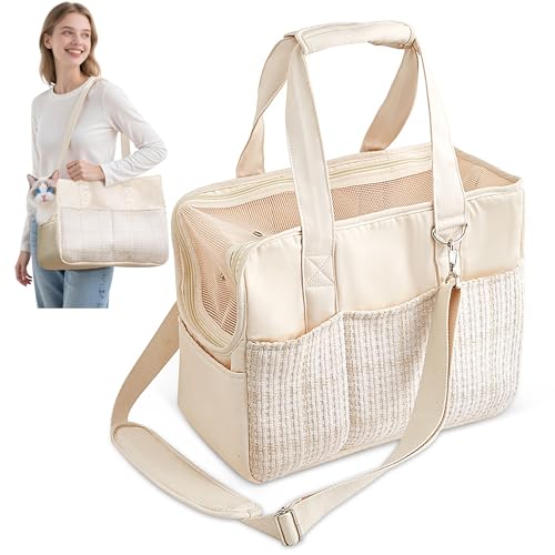 ALLSOPETS Hundetasche für kleine Hunde 5kg und Katzen, Faltbare Tragetasche mit Vordertaschen, Sicherheitsleine und abnehmbarem Kissen, ideal für Reisen und Camping (Elegantes Beige) ALLSOPETS Hundetasche für kleine Hunde 5kg und Katzen, Faltbare Tragetasche mit Vordertaschen, Sicherheitsleine und abnehmbarem Kissen, ideal für Reisen und Camping (Elegantes Beige) von ALLSOPETS