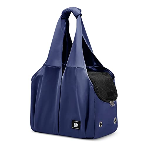 ALLSOPETS Hundetasche Leichte FaltbareTragetasche mit Sicherheitsleine Hände Frei Reisetasche Schultertasche Haustiertragetasche für Hunde Katzen Kleine Haustiere Blau von ALLSOPETS
