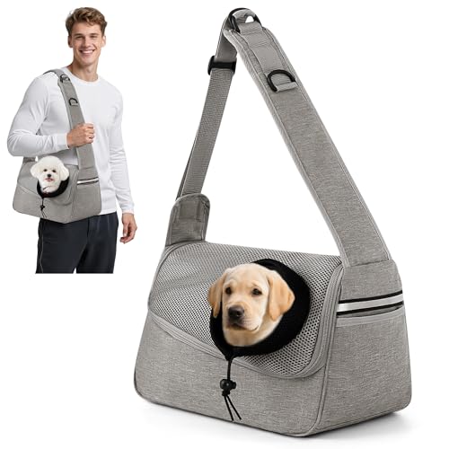 ALLSOPETS Hundetasche Tragetuch Hund Schultertasche Katzentragetasche Haustiere Tasche für Katzen und Hunde Geeignet für Haustiere innerhalb von 5 kg (Hellgrau) von ALLSOPETS