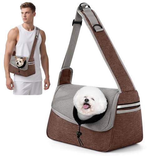 ALLSOPETS Hundetasche Tragetuch Hund Schultertasche Katzentragetasche Haustiere Tasche für Katzen und Hunde Geeignet für Haustiere innerhalb von 5 kg (Kaffeebraun) von ALLSOPETS