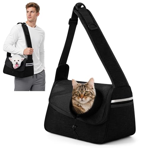 ALLSOPETS Hundetasche Tragetuch Hund Schultertasche Katzentragetasche Haustiere Tasche für Katzen und Hunde Geeignet für Haustiere innerhalb von 5 kg (Karbonschwarz) von ALLSOPETS