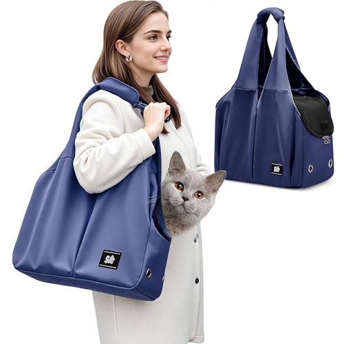 ALLSOPETS Hundetasche für Kleine Hunde Leichte Hund Tragetasche Haustiertasche Atmungsaktiv Bequem Katzentragetasche mit Leinenhaken für Reisen Outdoor Camping (Marineblau) von ALLSOPETS