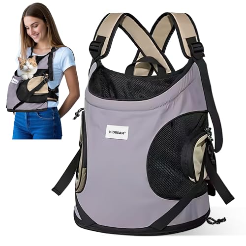 ALLSOPETS Hundetragerucksack, Tragbarer Haustiertragerucksack für Katzen Hunde Welpen, Integrierter Sicherheitsgurt, Ergonomisches Design, Atmungsaktiver Hunderucksack für Motorrad (Blasslila) von ALLSOPETS