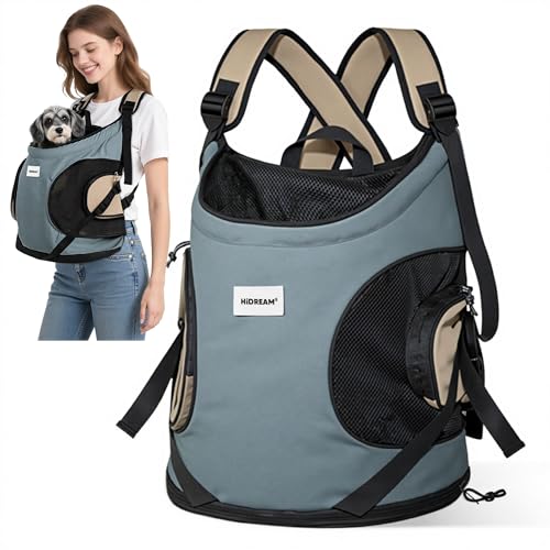 ALLSOPETS Hundetragerucksack, Tragbarer Haustiertragerucksack für Katzen Hunde Welpen, Integrierter Sicherheitsgurt, Ergonomisches Design, Atmungsaktiver Hunderucksack für Motorrad (Islandblau) von ALLSOPETS