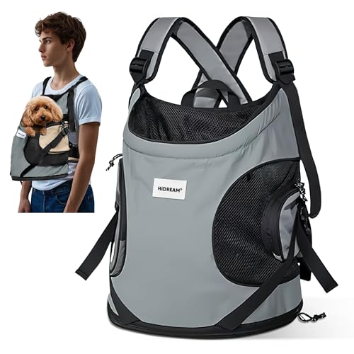 ALLSOPETS Hundetragerucksack, Tragbarer Haustiertragerucksack für Katzen Hunde Welpen, Integrierter Sicherheitsgurt, Ergonomisches Design, Atmungsaktiver Hunderucksack für Motorrad (Vulkangrau) von ALLSOPETS