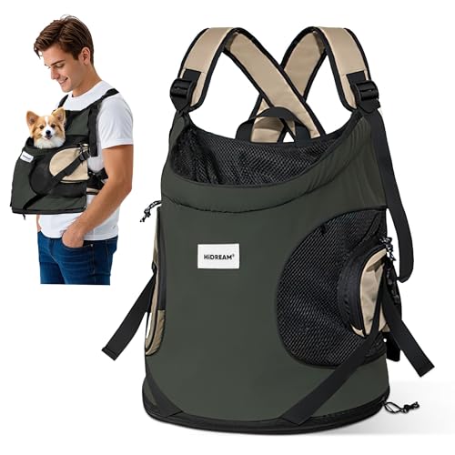 ALLSOPETS Hundetragerucksack, Tragbarer Haustiertragerucksack für Katzen Hunde Welpen, Integrierter Sicherheitsgurt, Ergonomisches Design, Atmungsaktiver Hunderucksack für Motorrad (Dunkelgrau) von ALLSOPETS