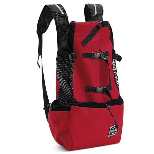 ALLSOPETS Hundetragerucksack Tragbarer Verstellbarer Hunderucksack für Kleine Mittelgroße Große Hunde Haustierrucksack zum Reisen Wandern Bergsteigen Camping (Edelsteinrot, XL) von ALLSOPETS