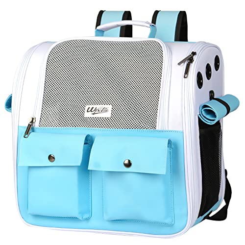 ALLSOPETS Hundetransporttasche und Katzenrucksack bis 9 kg - Faltbarer Hunderucksack für Reisen mit Netzfenster - Tragbare Hundetransportbox für kleine Hunde und Katzen Blau von ALLSOPETS