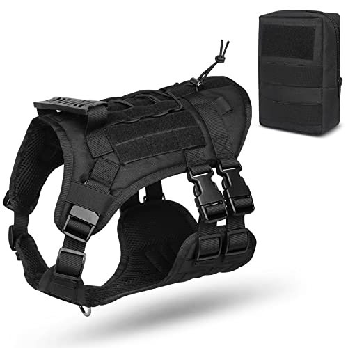 ALLSOPETS Hundeweste Taktisches Hundegeschirr mit Molle System für Mittlere Große Hunde Atmungsaktiv No-Pull Brustgeschirre für das Lauf und Wandertraining Schwarz von ALLSOPETS