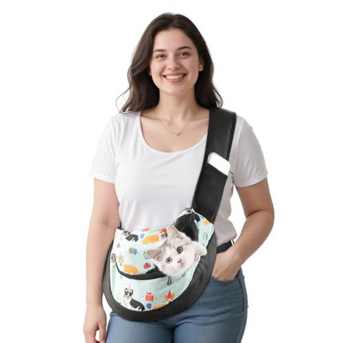 ALLSOPETS Hundetragetasche für kleine Hunde Katzen, Haustier Tragetasche Schultertasche, Atmungsaktiver Hundesling, Tragetasche für Hunde Reisen, für Outdoor Camping (Blauer Corgi, L) von ALLSOPETS