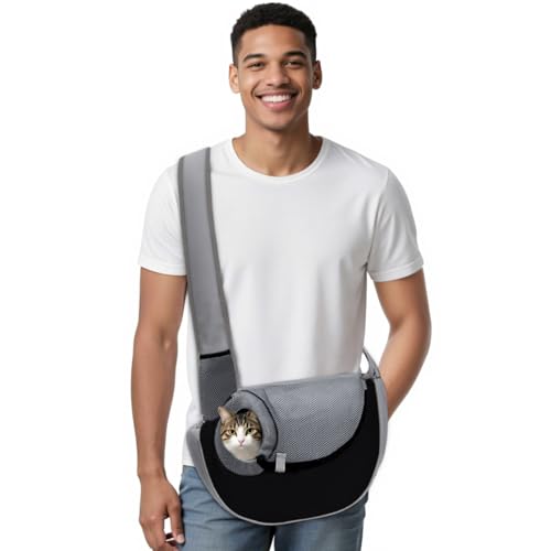 ALLSOPETS Hundetragetasche für kleine Hunde Katzen, Haustier Tragetasche Schultertasche, Atmungsaktiver Hundesling, Tragetasche für Hunde Reisen, für Outdoor Camping (Klassisches Schwarz, S) von ALLSOPETS
