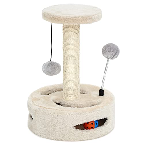 ALLSOPETS Katzenbaum Kratzbaum Kratzbäume Kletterbaum mit Sisal Drehbarer Oberer Stangentunnel Baumelnder Ball für Kleine Katzen Weiß ALLSOPETS Katzenbaum Kratzbaum Kratzbäume Kletterbaum mit Sisal Drehbarer Oberer Stangentunnel Baumelnder Ball für Kleine Katzen Weiß von ALLSOPETS