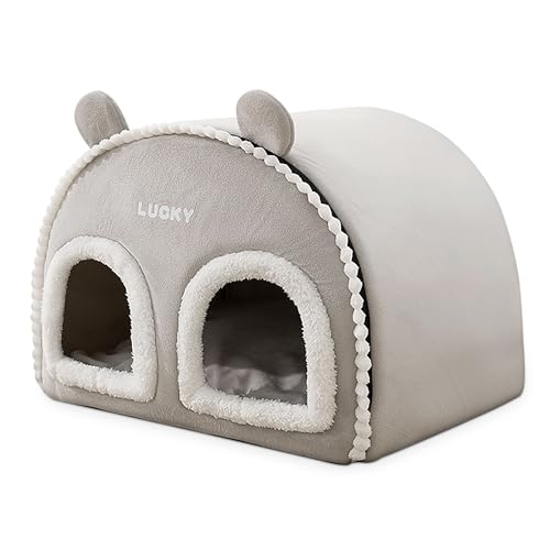 ALLSOPETS Katzenbett Katzenhöhle mit Zwei Eingängen Hundebett Abnehmbares Waschbares Haustierhaus Beruhigendes Katzenbett mit Rutschfester Unterseite für Katzen Kleine Hunde bis zu 7,5 kg Grau ALLSOPETS Katzenbett Katzenhöhle mit Zwei Eingängen Hundebett Abnehmbares Waschbares Haustierhaus Beruhigendes Katzenbett mit Rutschfester Unterseite für Katzen Kleine Hunde bis zu 7,5 kg Grau von ALLSOPETS