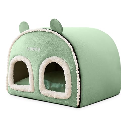 ALLSOPETS Katzenbett Katzenhöhle mit Zwei Eingängen Hundebett Abnehmbares Waschbares Haustierhaus Beruhigendes Katzenbett mit Rutschfester Unterseite für Katzen Kleine Hunde bis zu 7,5 kg Grün ALLSOPETS Katzenbett Katzenhöhle mit Zwei Eingängen Hundebett Abnehmbares Waschbares Haustierhaus Beruhigendes Katzenbett mit Rutschfester Unterseite für Katzen Kleine Hunde bis zu 7,5 kg Grün von ALLSOPETS