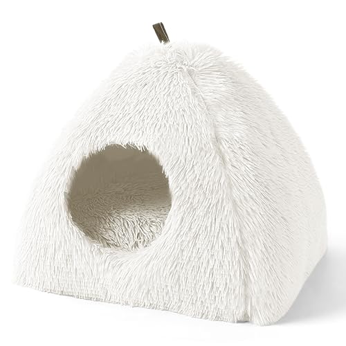 ALLSOPETS Katzenbett Plüsch-Katzenhöhle Bett für Hauskatzen Waschbar Süße Warme Katzenhöhle Gemütliches Katzenbett aus Plüsch mit Kapuze und weichem Kissen Haustierhöhle Weiß ALLSOPETS Katzenbett Plüsch-Katzenhöhle Bett für Hauskatzen Waschbar Süße Warme Katzenhöhle Gemütliches Katzenbett aus Plüsch mit Kapuze und weichem Kissen Haustierhöhle Weiß von ALLSOPETS