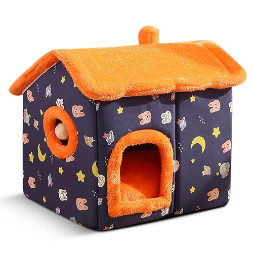 ALLSOPETS Katzenhaus Innenbereich Faltbar Katzenhaus für Katzen Hundehaus Geschlossener Winter Weiches Warmes Katzen und Hundebetthaus mit Abnehmbarem Kissen für kleine Hunde und Katzen Blau ALLSOPETS Katzenhaus Innenbereich Faltbar Katzenhaus für Katzen Hundehaus Geschlossener Winter Weiches Warmes Katzen und Hundebetthaus mit Abnehmbarem Kissen für kleine Hunde und Katzen Blau von ALLSOPETS